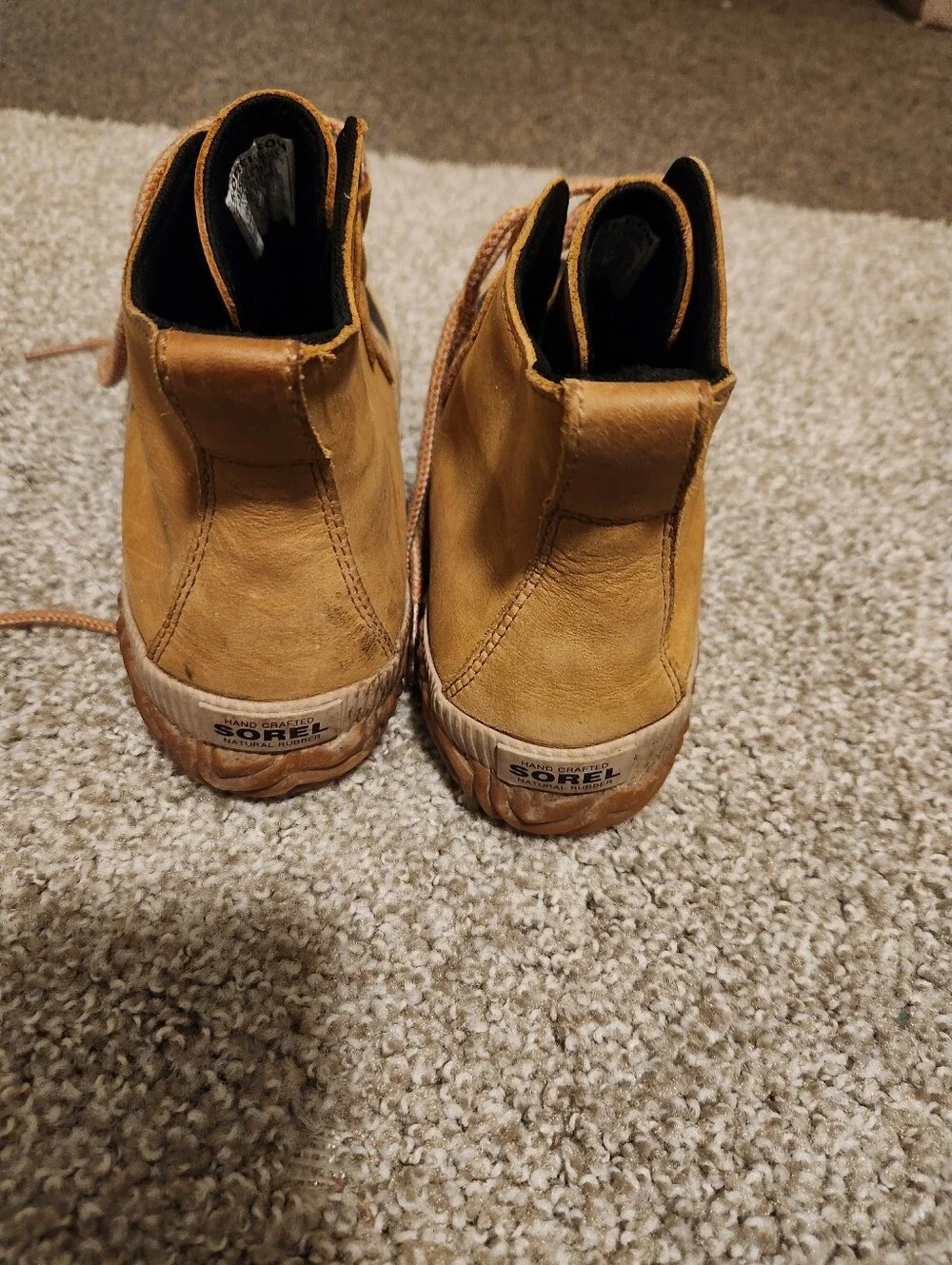 Sorel Women's Tan and Black Waterproof Duck Boots - Lace-Up Size 8